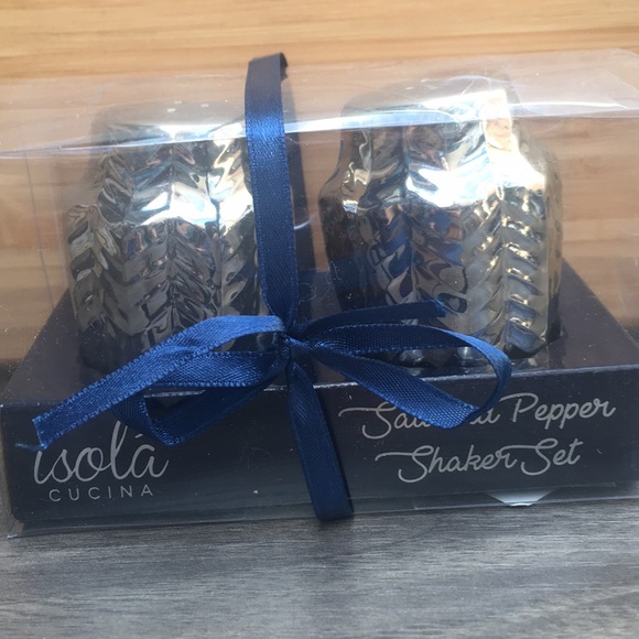 Elegant Ceramic Metallic Pewter Salt & Pepper Shaker Tableware Set - Picture 2 of 4